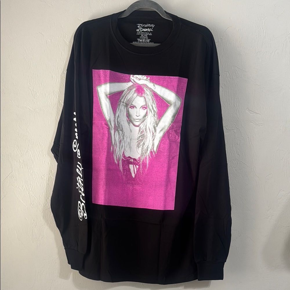 NWOT Britney Spears Black Long Sleeve Shirt with Pink Graphic